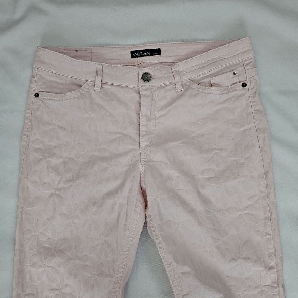 Marc Cain Light Pink Embossed Floral Pattern Slim Fit Pants Women's Size N5/US10 - Picture 5 of 16